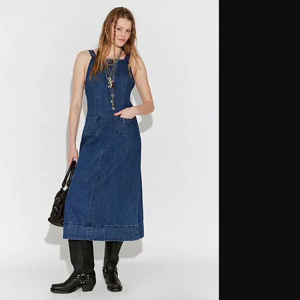 Free People Women Clean Rinse Dex Denim Midi Dress Size XS NWOT 168$+TAX